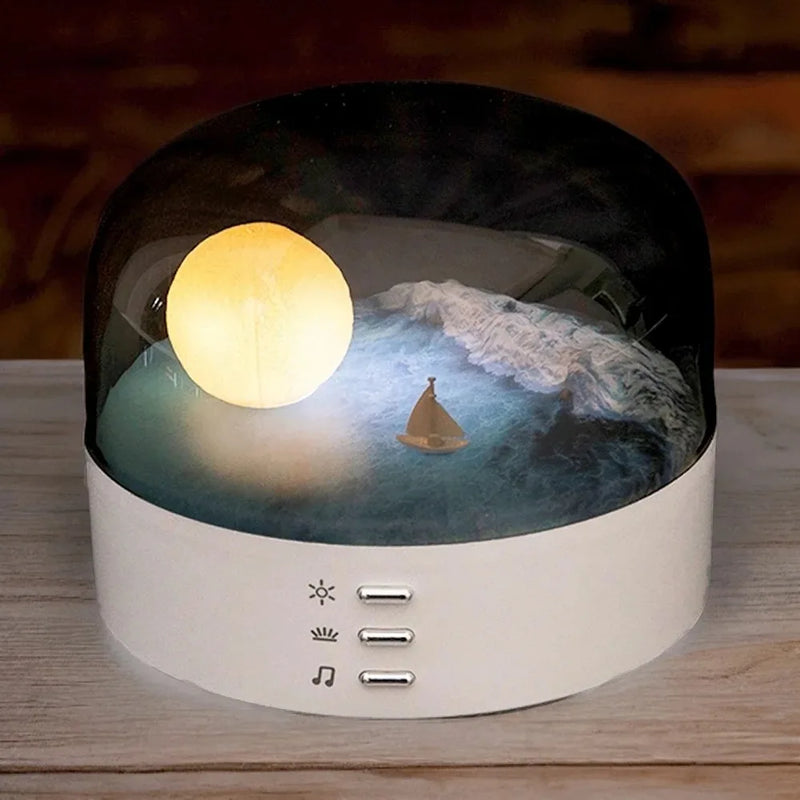 3 in 1 Crescent Moon Night Light Portable Wireless Bluetooth Speaker USB Charging Bedside LED Lamp