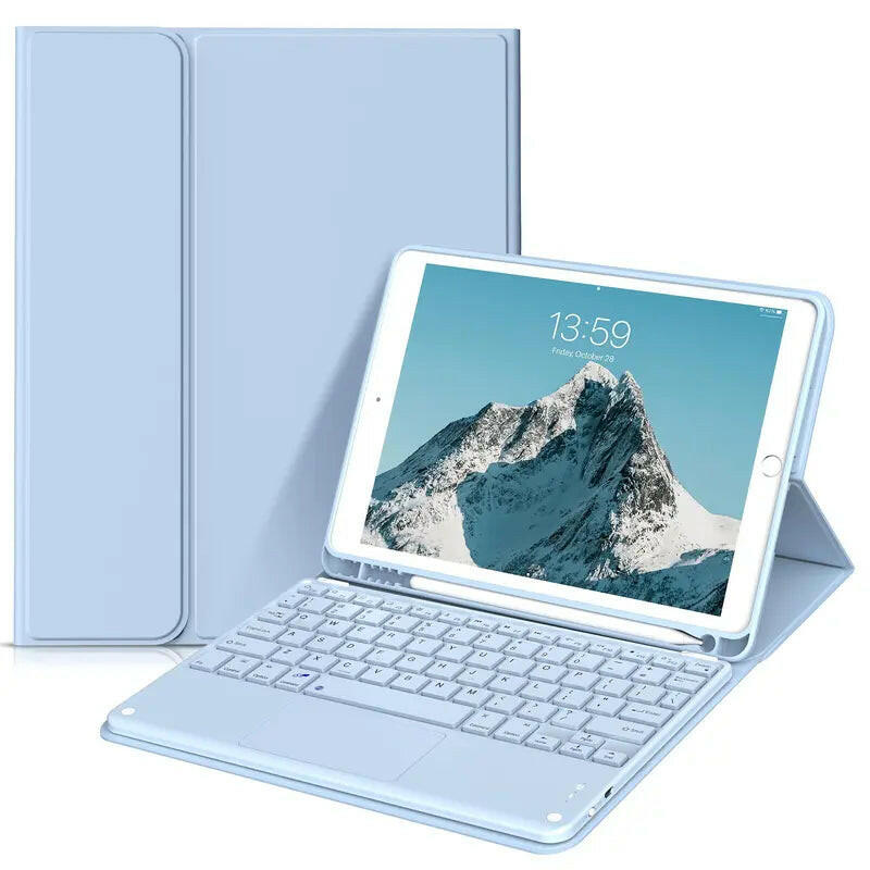 Solid Color Tablet Case with Keyboard, 1 Count Detachable Keyboard Cover, Soft TPU Case with Pencil Holder for Ipad, Handheld Computer Casing Accessories