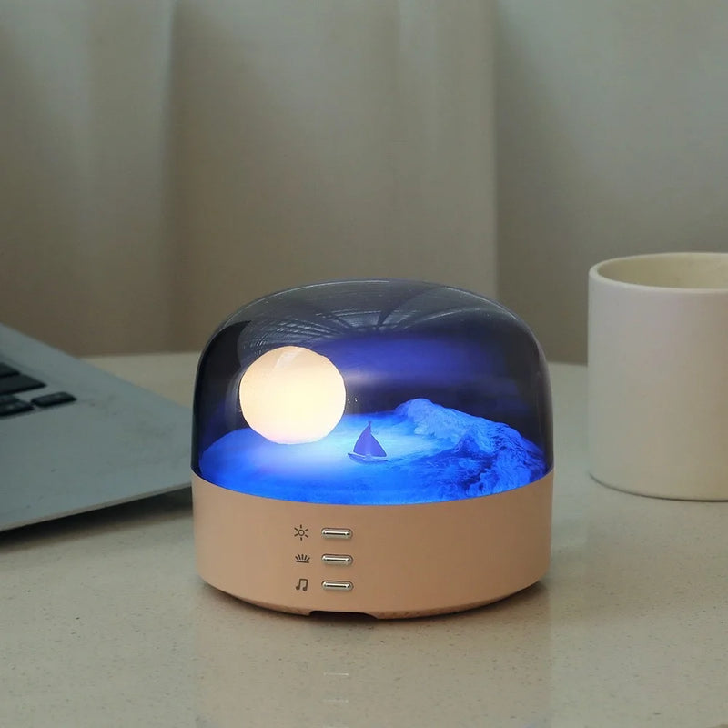 3 in 1 Crescent Moon Night Light Portable Wireless Bluetooth Speaker USB Charging Bedside LED Lamp