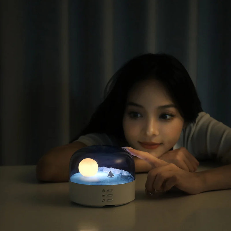 3 in 1 Crescent Moon Night Light Portable Wireless Bluetooth Speaker USB Charging Bedside LED Lamp