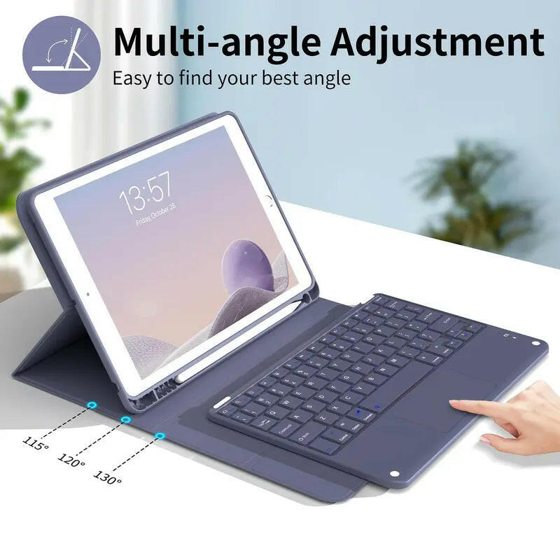 Solid Color Tablet Case with Keyboard, 1 Count Detachable Keyboard Cover, Soft TPU Case with Pencil Holder for Ipad, Handheld Computer Casing Accessories