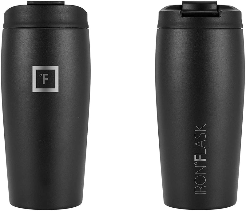 Nomad Tumbler - 2 Lids (Straw/Flip), Vacuum Insulated Stainless Steel Bottle, Double Walled, Drinking Cup, Thermos Coffee Travel Mug, Water - Midnight Black, 16 Oz