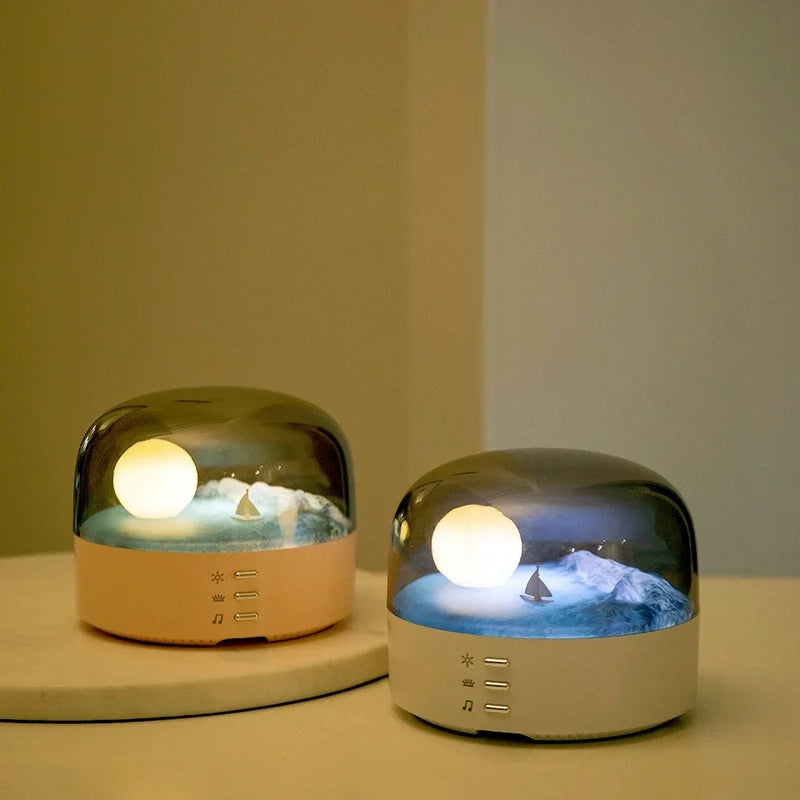 3 in 1 Crescent Moon Night Light Portable Wireless Bluetooth Speaker USB Charging Bedside LED Lamp