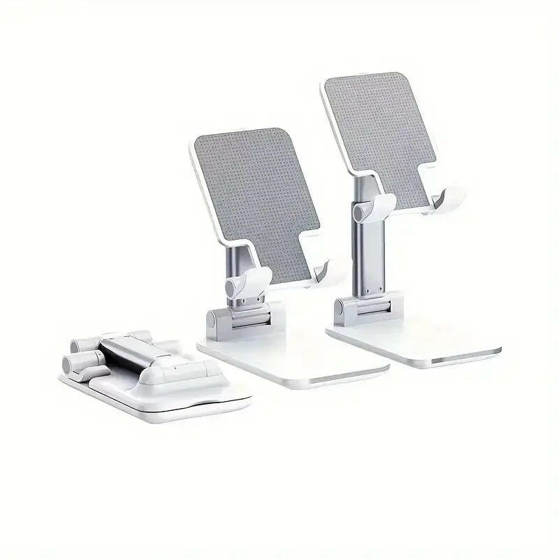 Cellphone Stand Holder, Height & Angle Adjustable Phone Holder with Soft Silicon Pad, Fully Foldable and Portable Phone Holder Compatible with All Mobile Phone/Tablet (White)