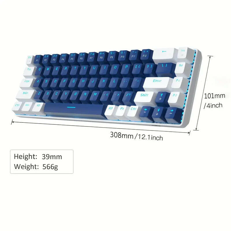 Magegee Portable 60% Mechanical Gaming Keyboard, Mk-Box LED Backlit Compact 68 Keys Mini Wired Office Keyboard with Blue Switch for Windows Laptop PC Mac