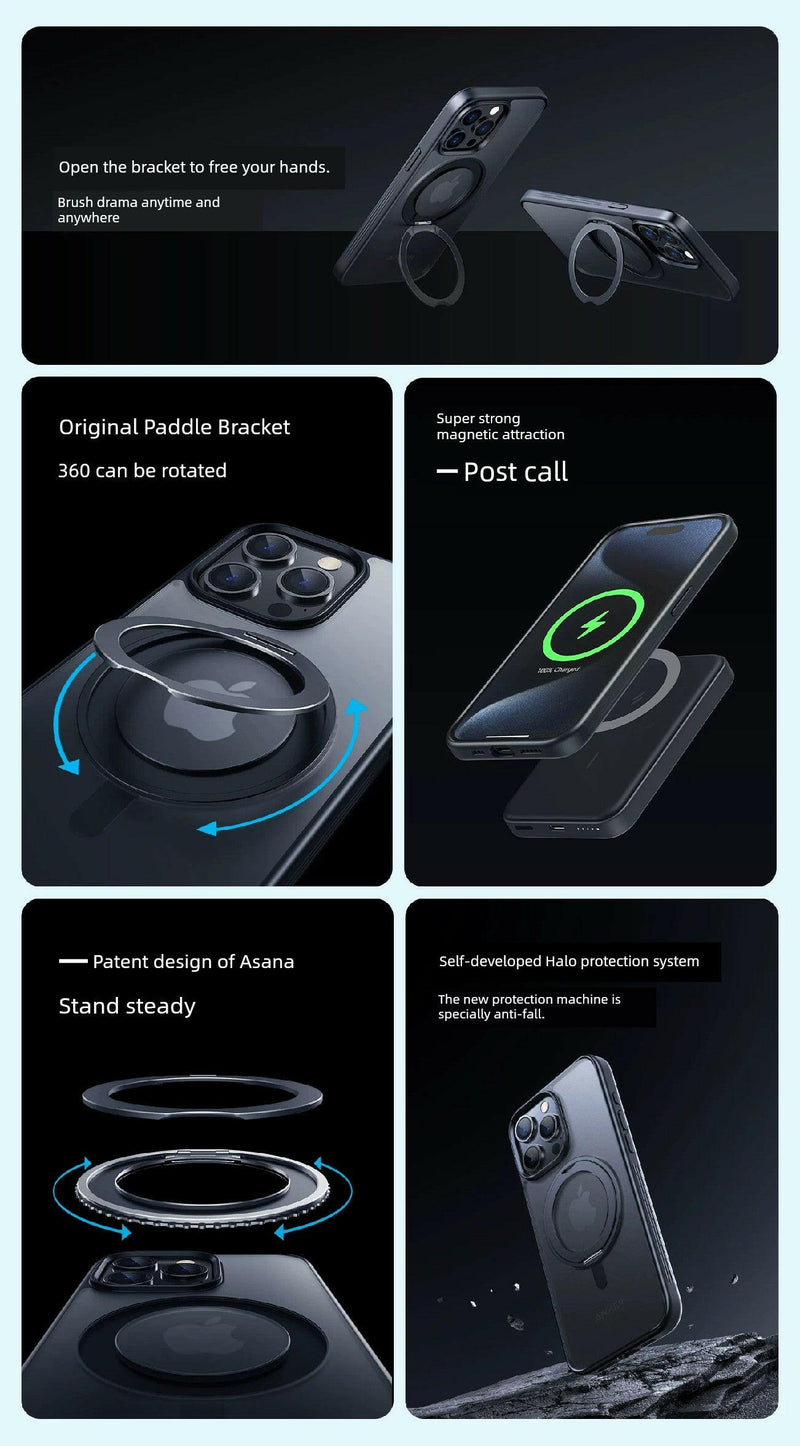 Plating Ring Magnetic Transparent Phone Case For iPhone 15 14 Pro Max 13 12 11 XR XS X 7 8 Plus Magsafe Wireless Charging Cover