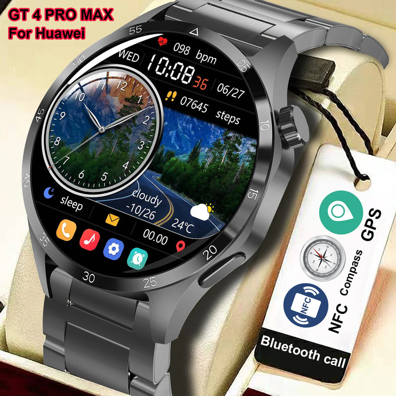 New GT 4 Pro MAX Smart Watch Men's Women 360*360 HD Screen SmartWatch GPS NFC Compass Outdoor Sports mode Smartwatch For Huawei