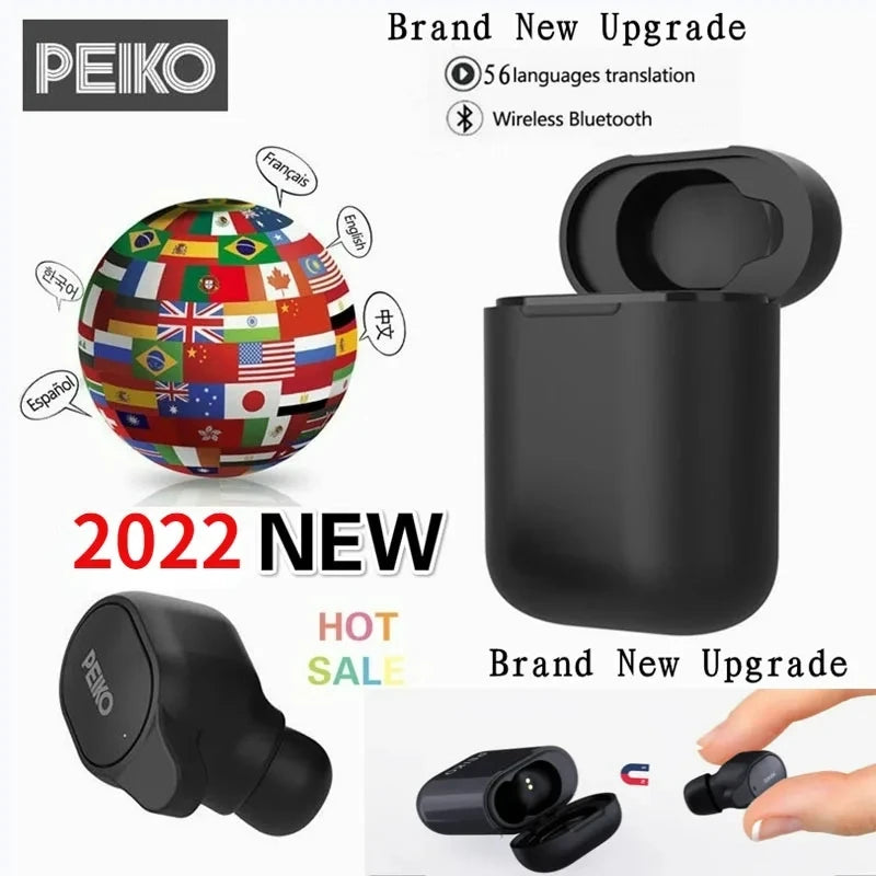 New Protable Translator Earphone Earbud Wireless Headset 50+ Languages Bluetooth Offline Translation Voice Assistant Backend