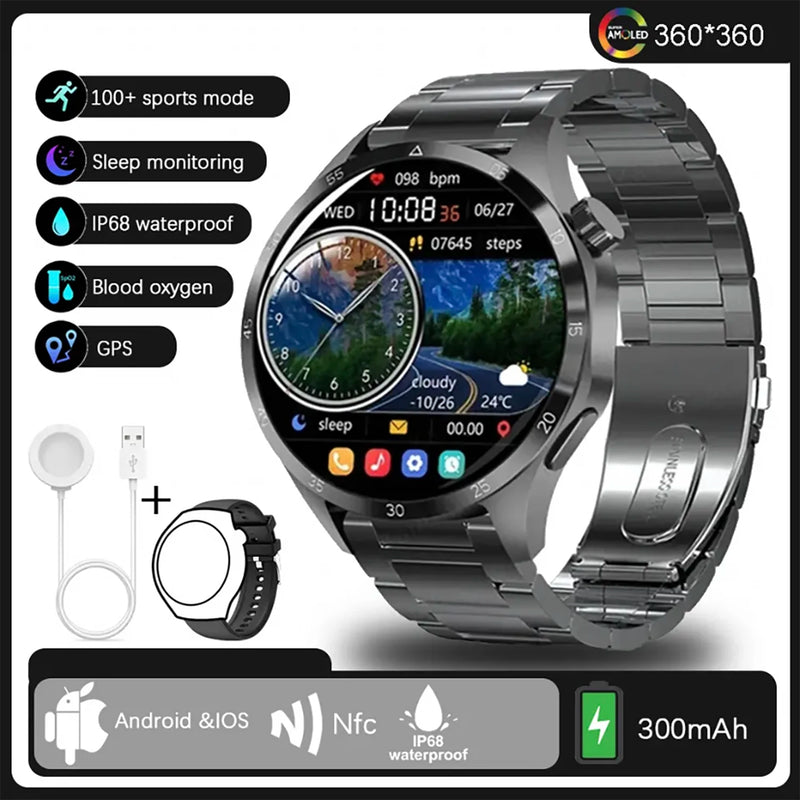 New GT 4 Pro MAX Smart Watch Men's Women 360*360 HD Screen SmartWatch GPS NFC Compass Outdoor Sports mode Smartwatch For Huawei