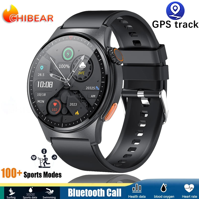 NFC GPS Tracking ECG PPG Men Smart Watch Voice Assistant Pressure Monitor Fitness Track Watches Men Women Smartwatch For huawei