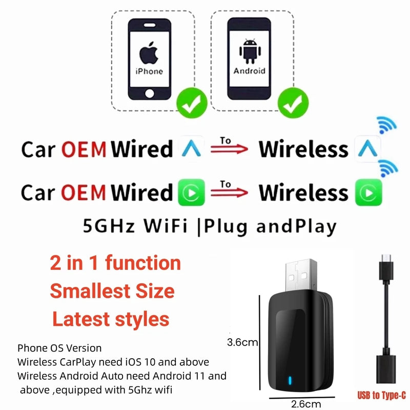 Mini Wireless Carplay Adapter Android