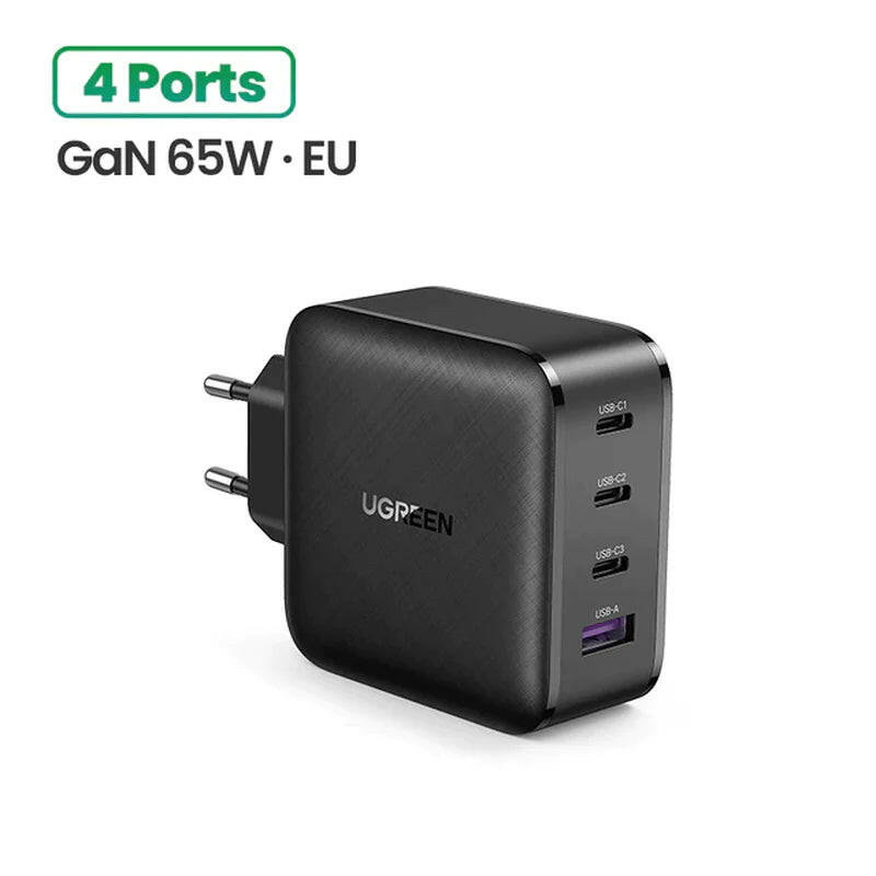 UGREEN 65W Gan Charger Quick Charge 4.0 3.0 Type C PD USB Charger with QC 4.0 3.0 Fast Charger for Iphone 14 13 12 Xiaomi Laptop