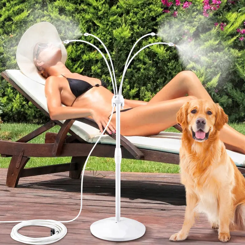 HIRALIY Standing Misting Cooling System, Adjustable Water Mister for Patio, Pool, Backyard and Garden Watering, White/Black