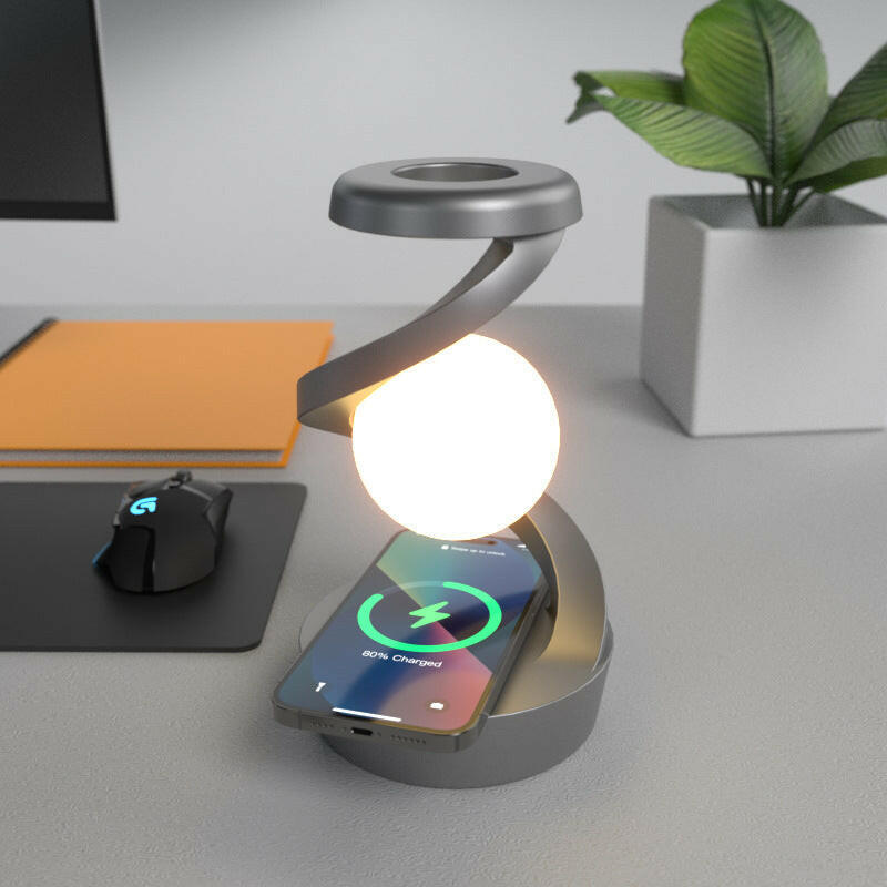 Rotating Moon Desk Lamp with Phone Wireless Charging Sensor Control Table Lamps Decorative Desktop Lamp Small Night Lamp Home Decor