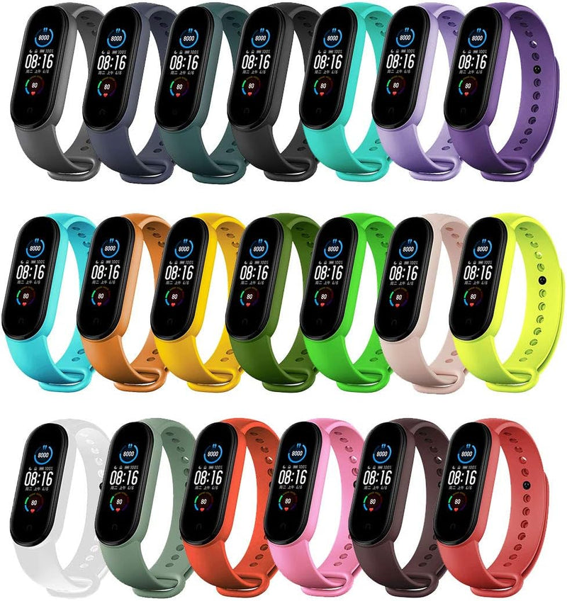 Replacement Silicone Bands for Xiaomi Mi Band 6, Mi Band 5, and Amazfit Band 5 - Adjustable Sport Wrist Straps for Men and Women